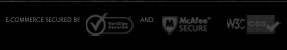 VeriSign Secured, McAfee Secure, W3C CSS compliant
